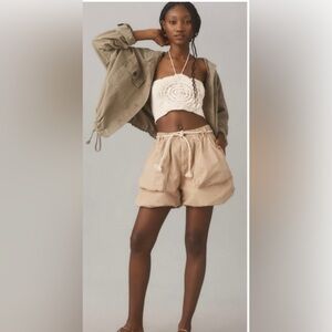 Anthropologie Pilcro Utility Bubble Hem High Waist Shorts. Medium NWT.